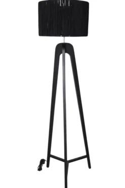Zwarte Houten Vloerlamp – Minimalistisch & Strak