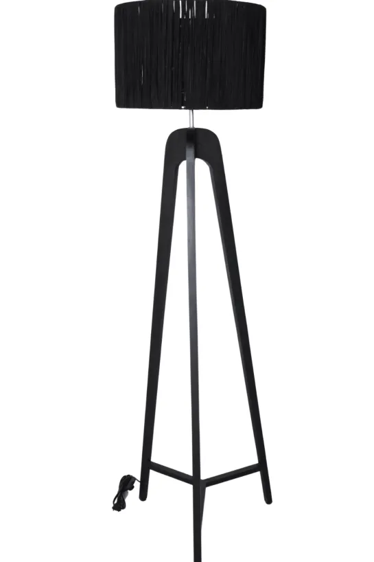 Zwarte Houten Vloerlamp – Minimalistisch & Strak