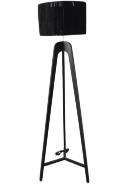 Zwarte Houten Vloerlamp – Minimalistisch & Strak