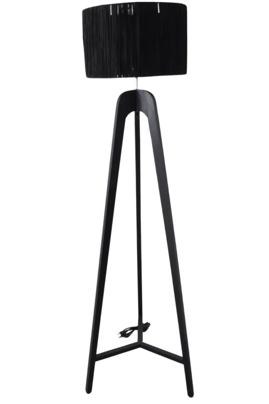 Zwarte Houten Vloerlamp – Minimalistisch & Strak