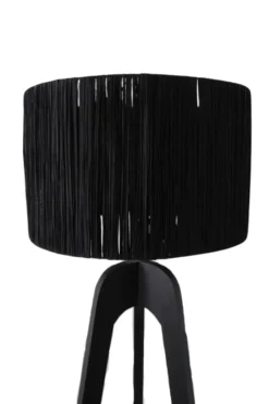 Zwarte Houten Vloerlamp – Minimalistisch & Strak