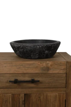 Zwarte oude houten schaal