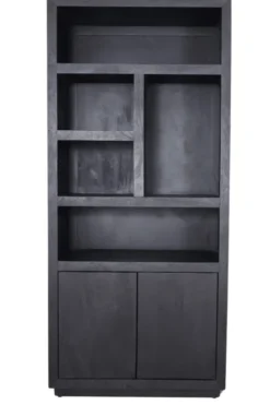 Zwarte vakkenkast 90x45x200 cm