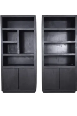 Zwarte vakkenkast 90x45x200 cm