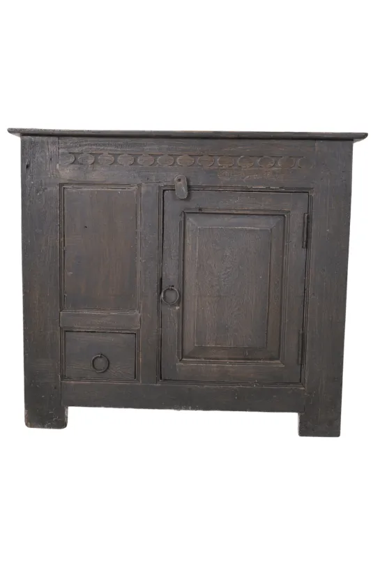 Zwart oud landelijk houten kastje 80x43x70 cm