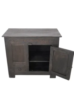 Zwart oud landelijk houten kastje 80x43x70 cm