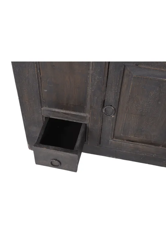 Zwart oud landelijk houten kastje 80x43x70 cm
