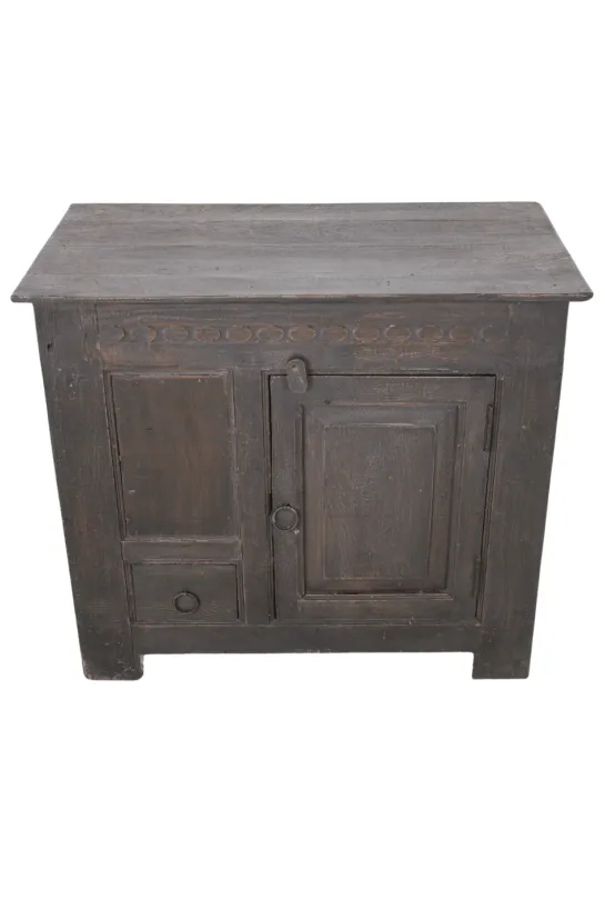 Zwart oud landelijk houten kastje 80x43x70 cm