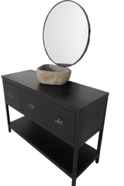 Zwart Teak Houten Badkamermeubel / Dressoir